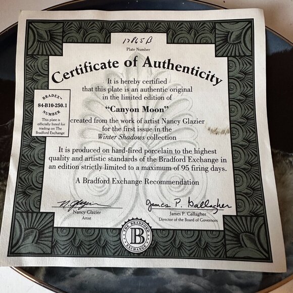 "CANYON MOON" WINTER SHADOWS BY NANCY GLAZIER, DECORATIVE PLATE #17865B - Picture 4 of 5